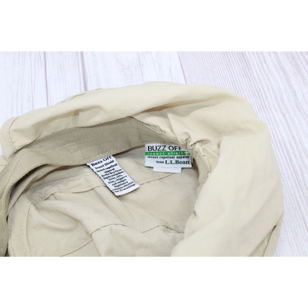LL Bean Kids Tan Nylon Buzz Off Insect Shield Summer Trapper Hat Size L - Picture 6 of 9